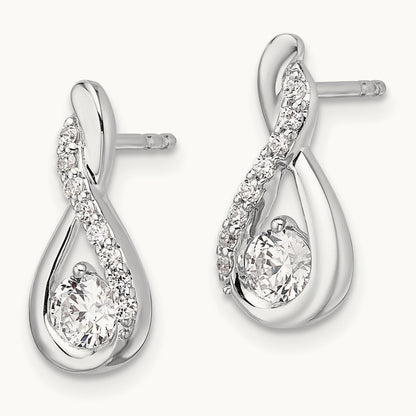 Polished Diamond Complete Tear-drop Post Earrings, 14K White Gold