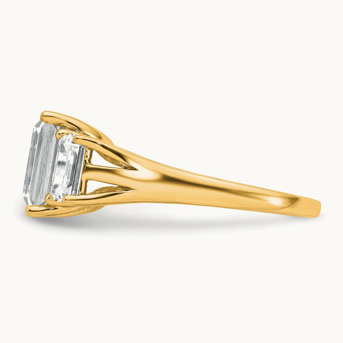 Emerald 3 Stone Engagement Ring, 1.50-3.25 ct tw Lab-Grown Diamond — 3 1/3 ct, 14K Yellow Gold