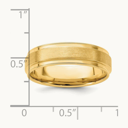Light Comfort Fit Brush Satin Fancy Band, 14K Yellow Gold