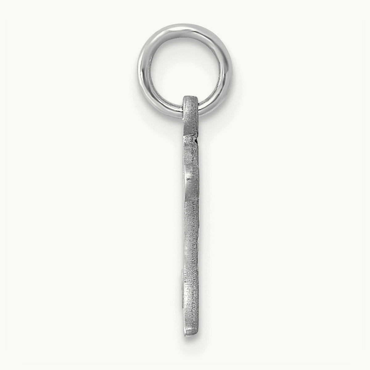 Diamond-cut Initial Charm — 14K White Gold, K
