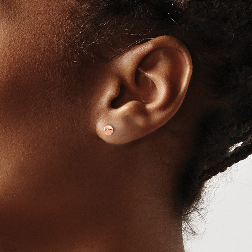 Polished Button Post Earrings — 14K Rose Gold, 4.5mm