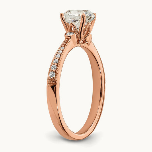 1ct Cushion Semi-Mount Engagement Dia Ring, 14K Rose Gold