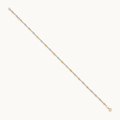 Polished Diamond-cut Infinity Link 9in Plus 1in ext. Anklet, 14K Two-tone