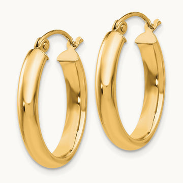 Polished Oval Tube Hoop Earrings — 14K Yellow Gold