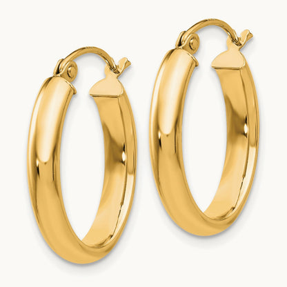 Polished Oval Tube Hoop Earrings — 14K Yellow Gold