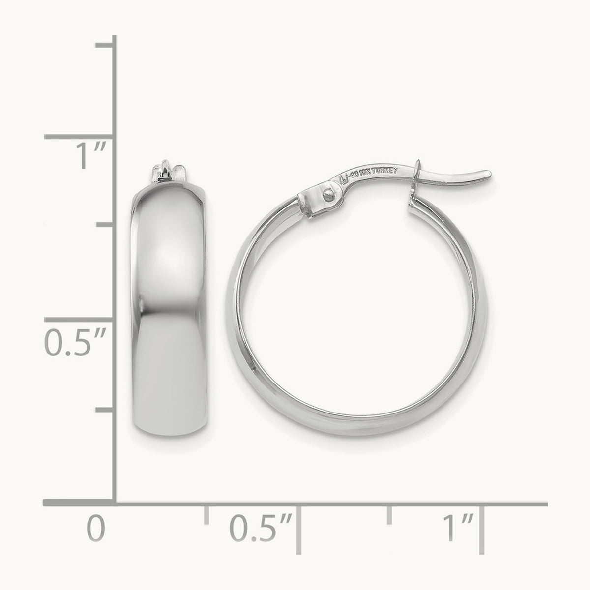 Polished Hinged Hoop Earrings, 10K White Gold — Leslie's