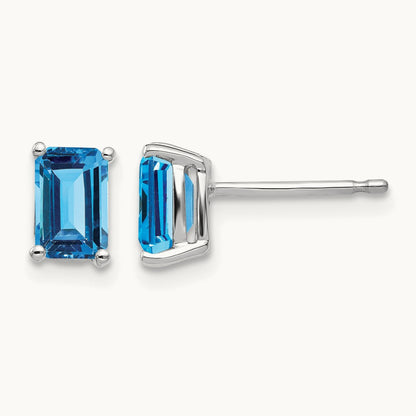 6x4mm Emerald Earring Mountings, 14K White Gold