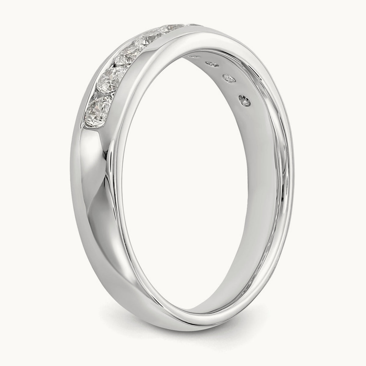 9-Stone Diamond Channel Band, 14K White Gold