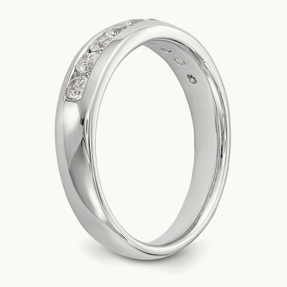 9-Stone Diamond Channel Band, 14K White Gold