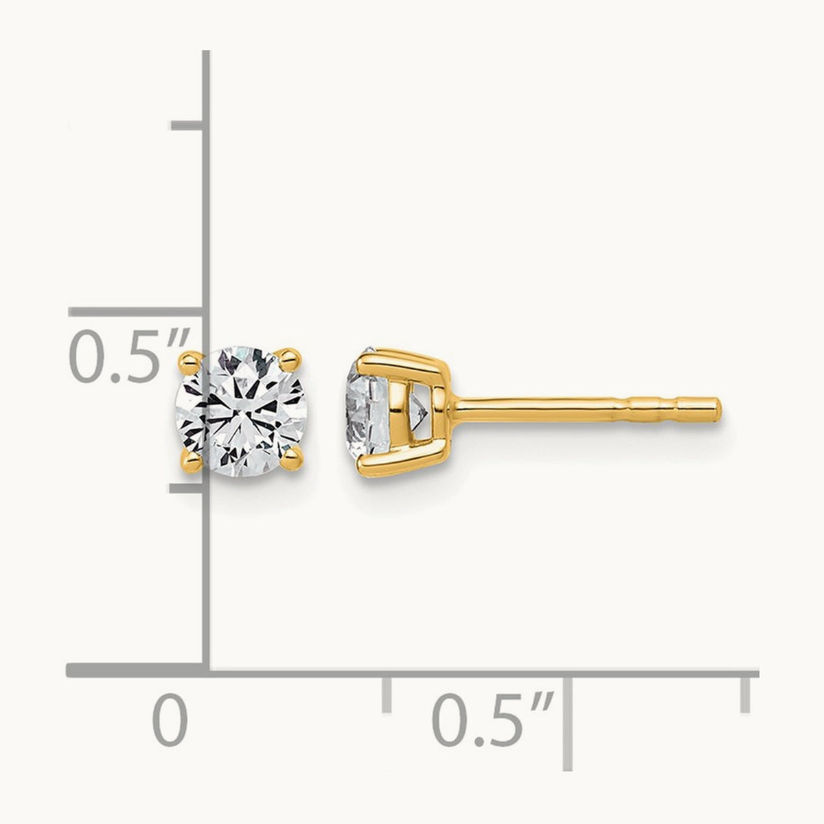 Round Lightweight Earrings, 0.25-6.00 ct tw Lab-Grown Diamond — 5/8 ct, 14K Yellow Gold