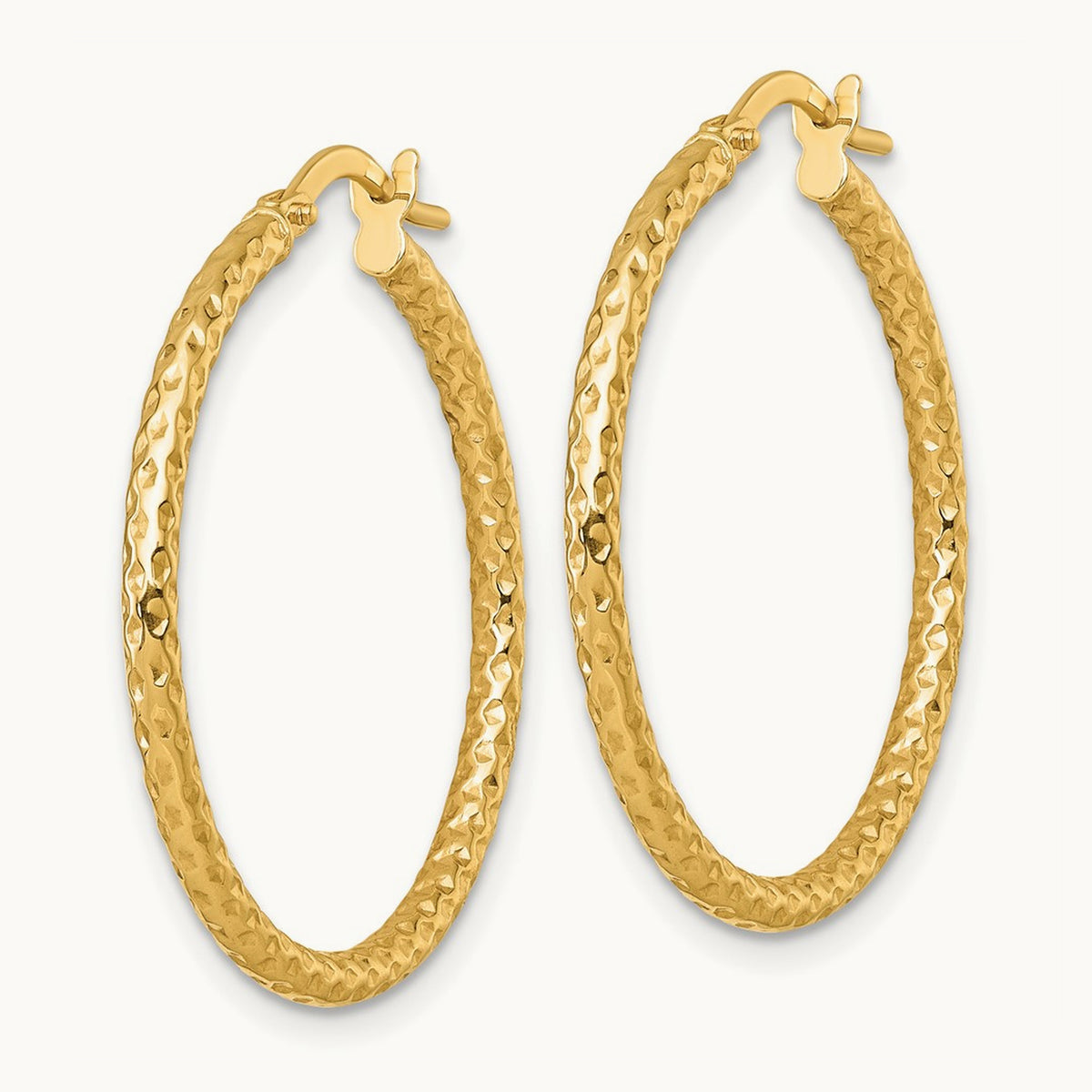 Polished Diamond-cut Hoop Earrings — 14K Yellow Gold, 28mm