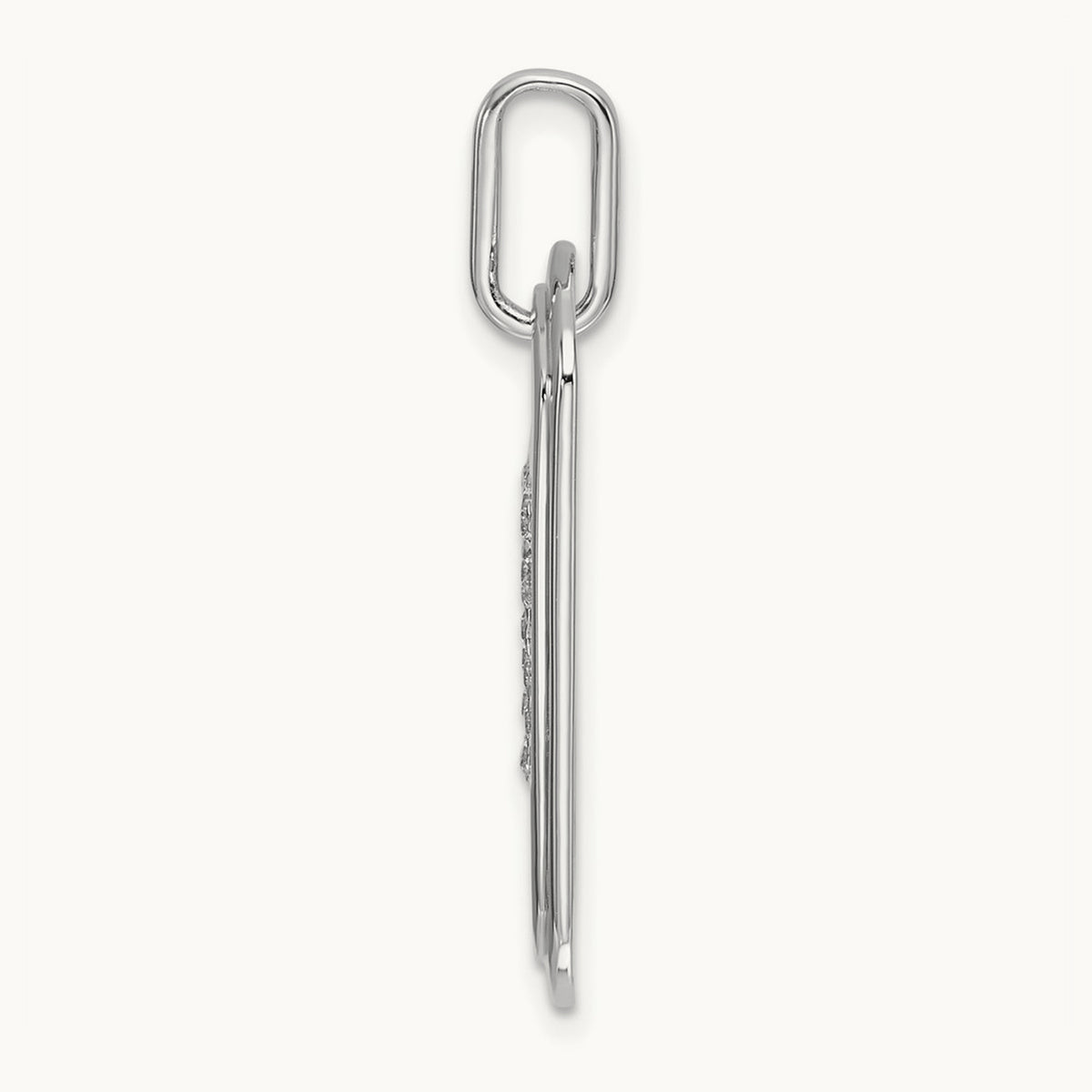 Diamond Dog Tag Charm — 14K White Gold, B