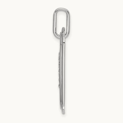 Diamond Dog Tag Charm — 14K White Gold, B