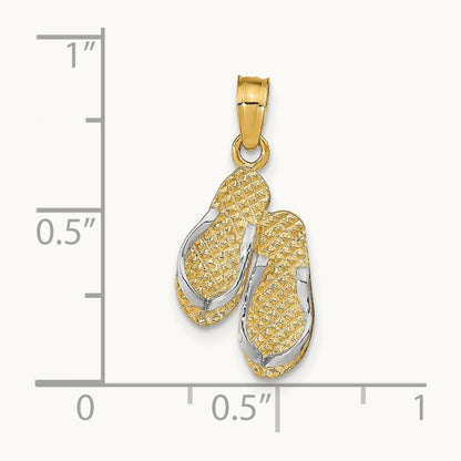 w/Rhodium 3D HAWAII Double Flip-Flop Pendant, 14K