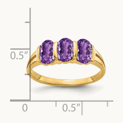 6x4mm Oval Amethyst ring, 14K