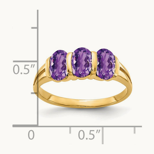 6x4mm Oval Amethyst ring, 14K