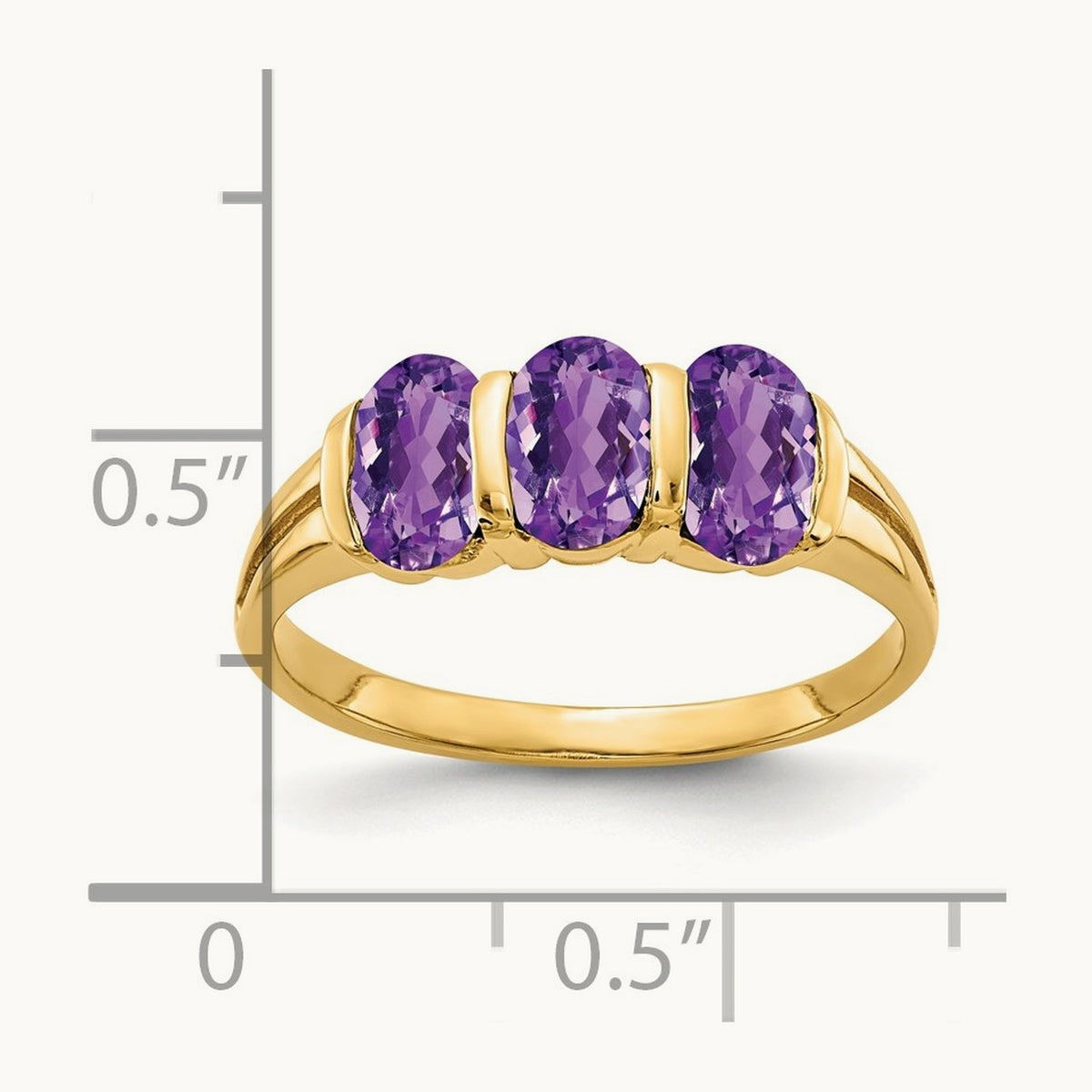 6x4mm Oval Amethyst ring, 14K