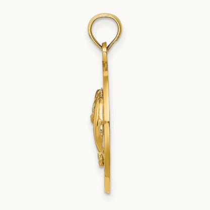 CANCUN w/Dolphin Circle Charm, 14K