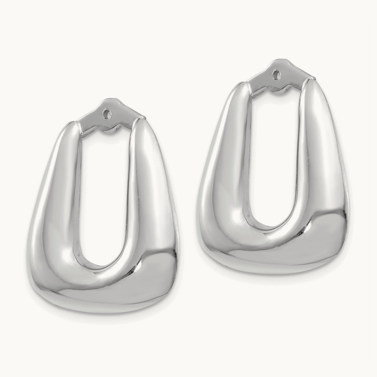 Polished Hoop Earring Jackets — 14K White Gold