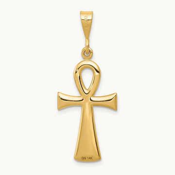 Egyptian Ankh Cross Pendant, 14K