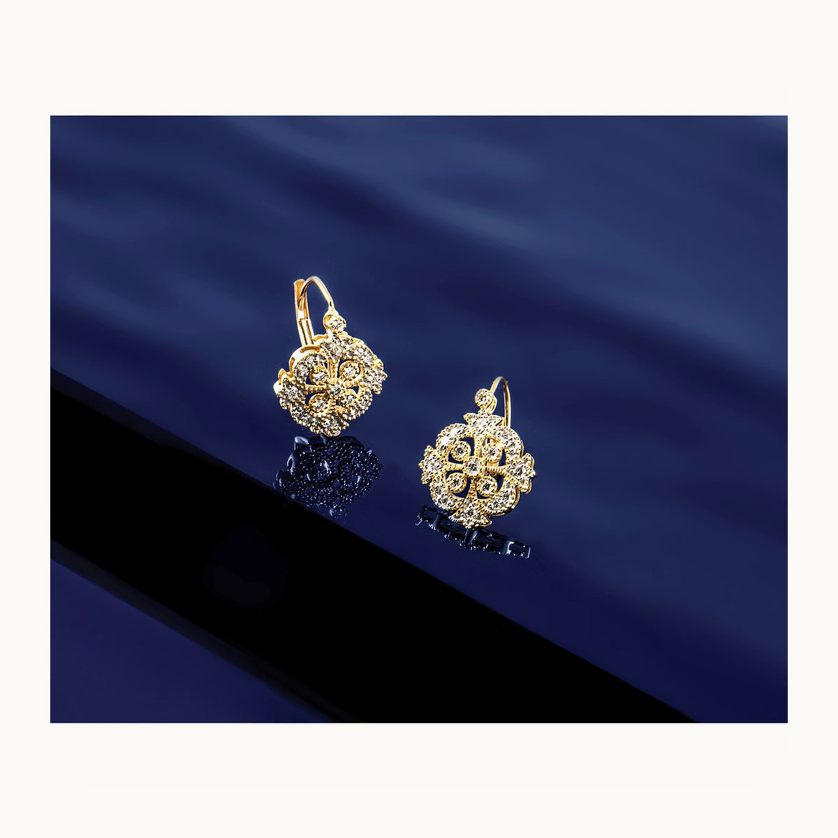 Diamond Post Earrings — 14K Yellow Gold