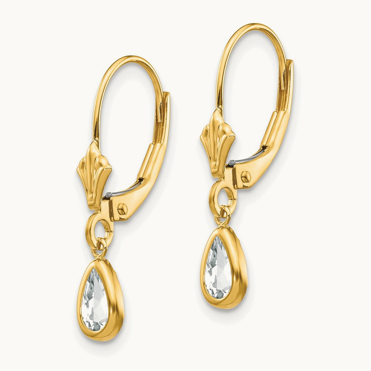 6x4mm April White Topaz Earrings, 14K