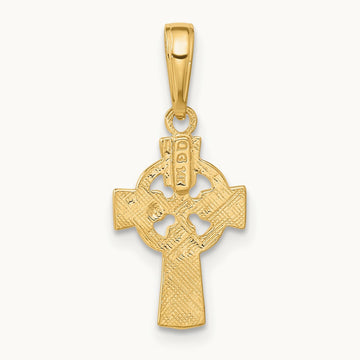 Celtic Cross with Eternity Circle Pendant — 14K Yellow Gold