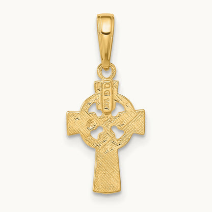Celtic Cross with Eternity Circle Pendant — 14K Yellow Gold