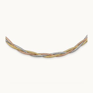 w/Wht Rhodium/Rose Gold-plat Polished Mesh Necklace, 14K — Leslie's