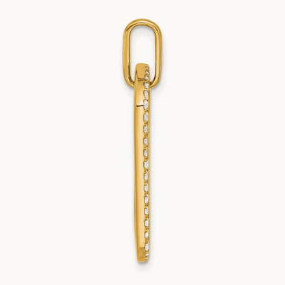 Personalized Diamond Dog Tag Charm — 14K Yellow Gold