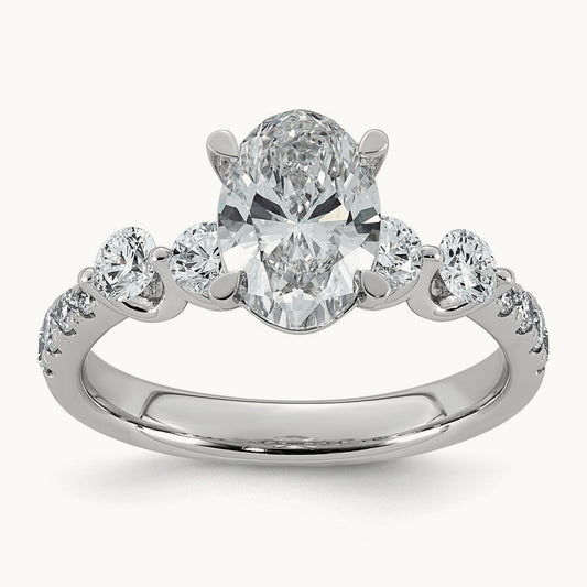 Oval Center with Round Sides Ring, 2 1/6-4 7/8 ct Lab-Grown Diamond