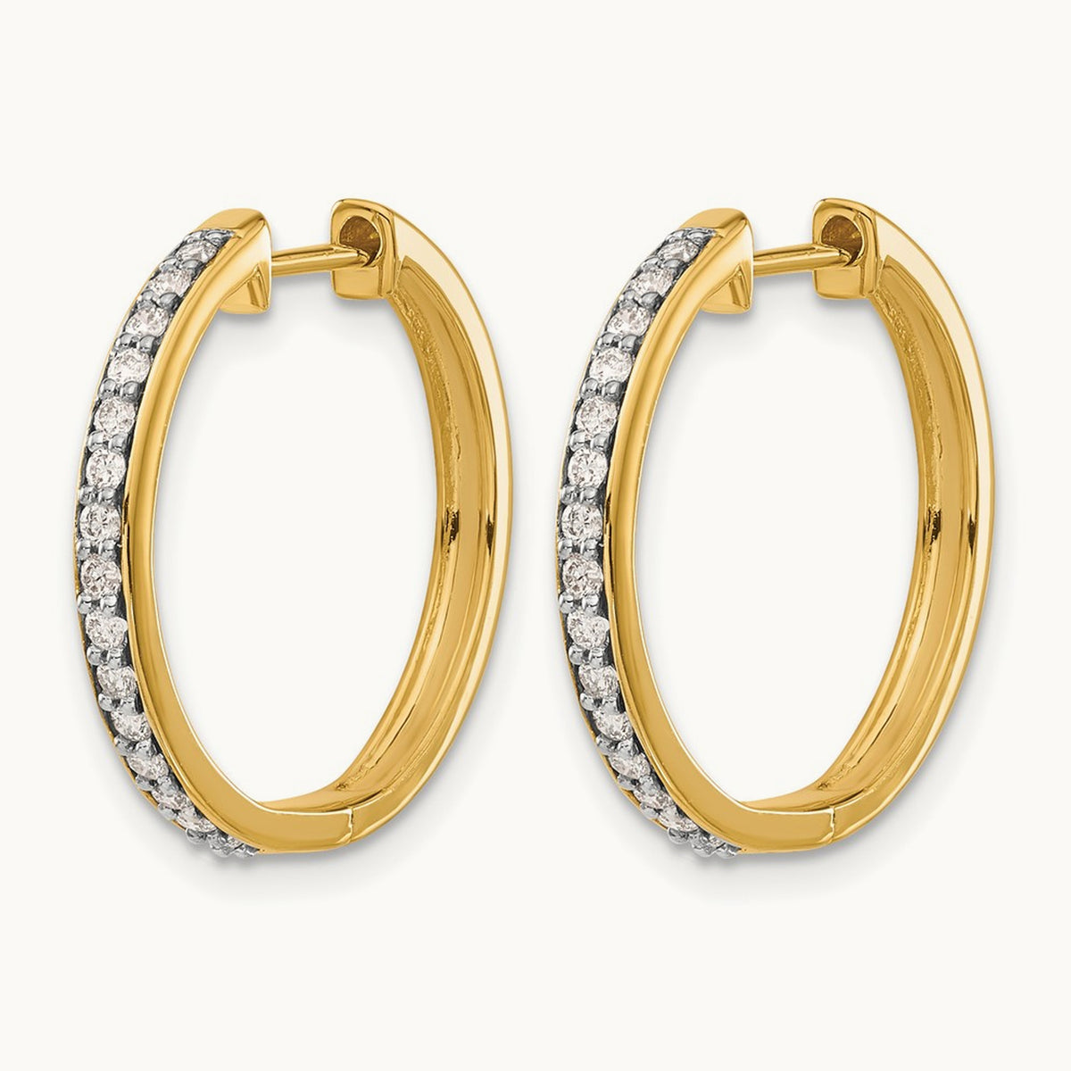 Hinged Hoop Earrings, 0.25-1.00 ct tw Lab-Grown Diamond — 1/3 ct, 14K Yellow Gold