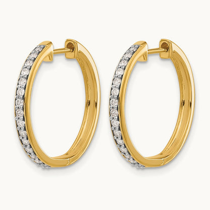 Hinged Hoop Earrings, 0.25-1.00 ct tw Lab-Grown Diamond — 1/3 ct, 14K Yellow Gold