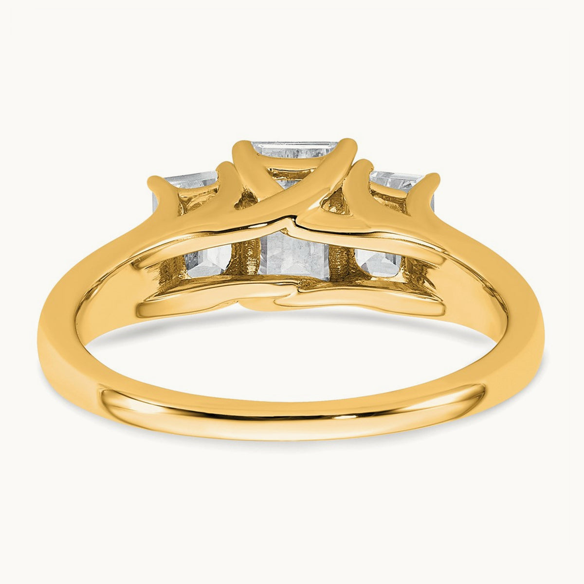 Emerald 3 Stone Engagement Ring, 1.50-3.25 ct tw Lab-Grown Diamond — 1 5/8 ct, 14K Yellow Gold