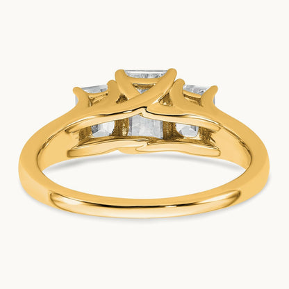 Emerald 3 Stone Engagement Ring, 1.50-3.25 ct tw Lab-Grown Diamond — 1 5/8 ct, 14K Yellow Gold