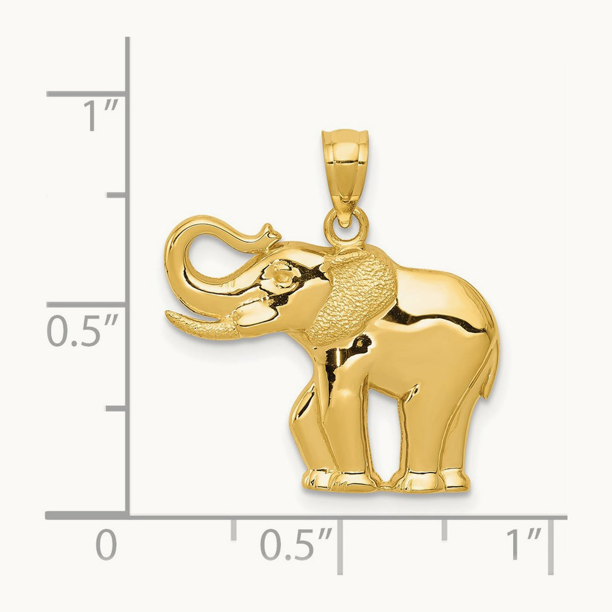 Polished / Satin Elephant Pendant, 14K