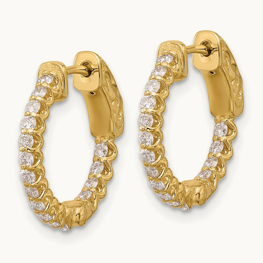 .64ct 32-1.7 In/Out Hoop w/ Safety Clasp Diamond Earrings, 14K