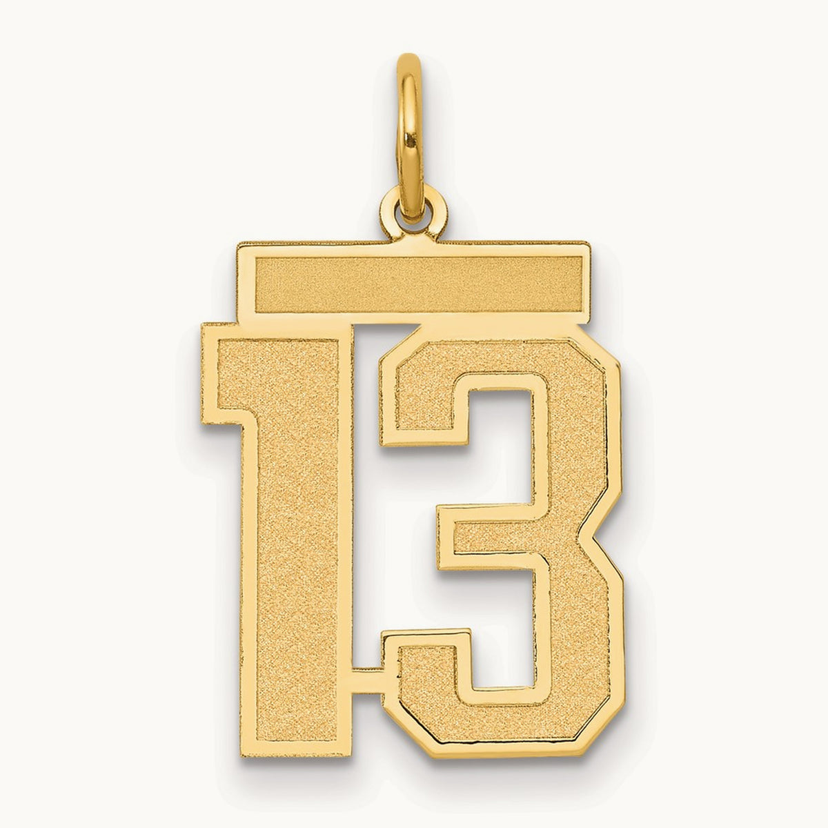 Medium Satin Number 13 Charm — 14K Yellow Gold