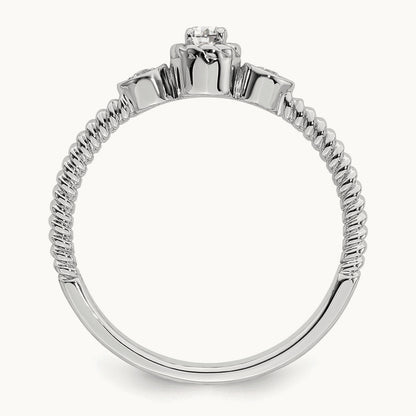 Roped Band Petite Round Complete Diamond Ring — 14K White Gold, 7