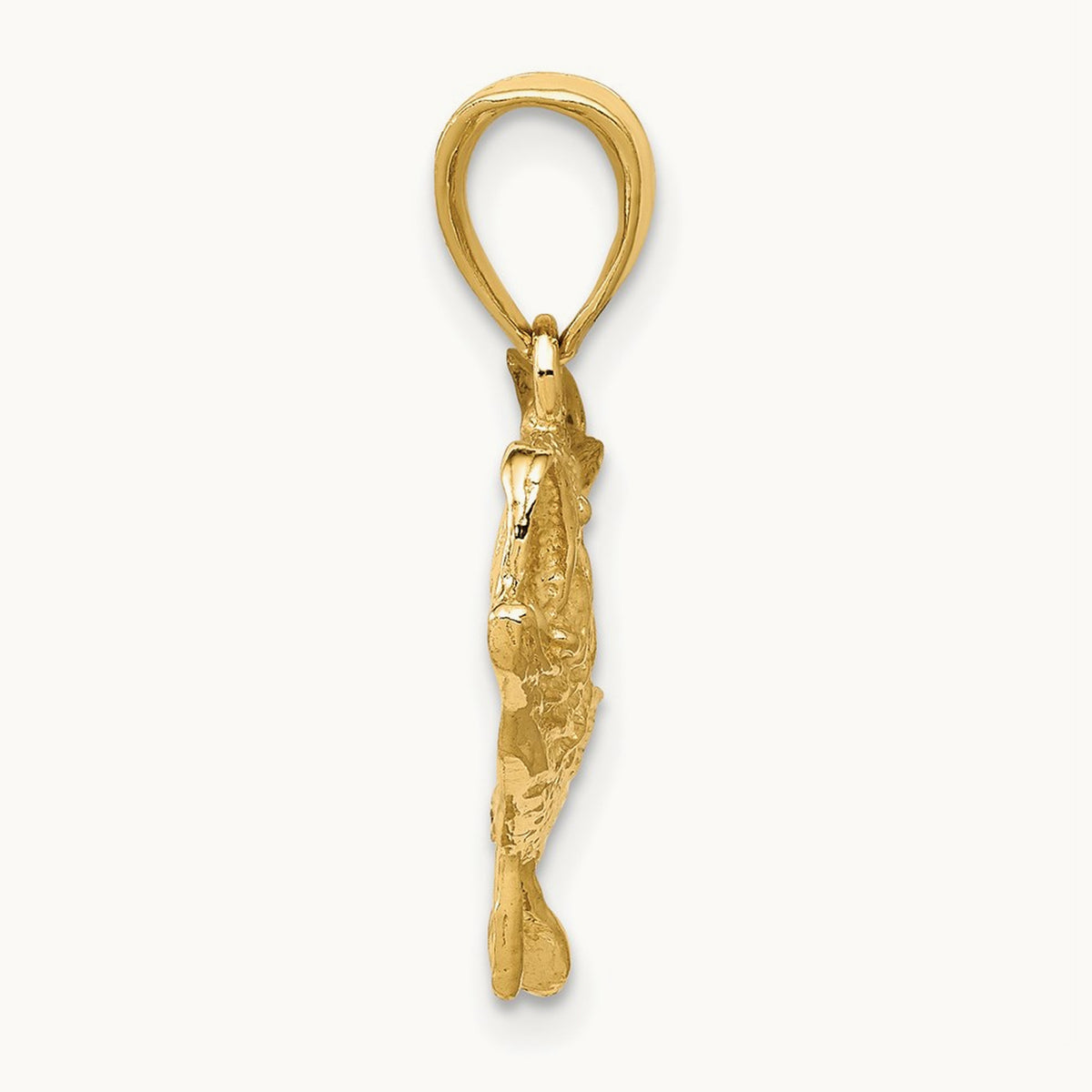 Polished Open-Backed Bass Fish Pendant — 14K Yellow Gold
