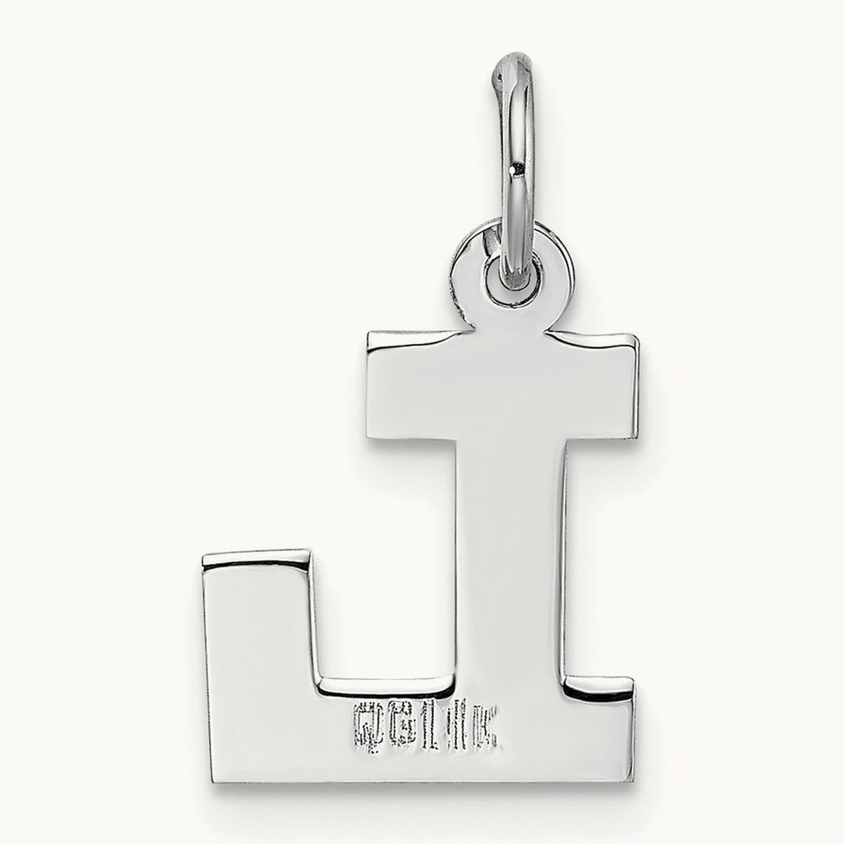 Small Block Initial Charm — 14K White Gold, L