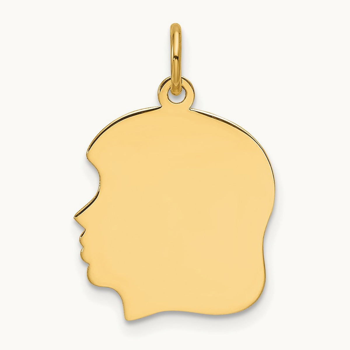 Plain Medium .013 Gauge Facing Left Engravable Girl Head Charm — 22.8mm