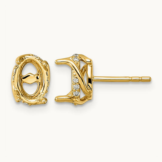 Oval Center Semi-Mount Twist Earrings, 0.10 ct tw Lab-Grown Diamond
