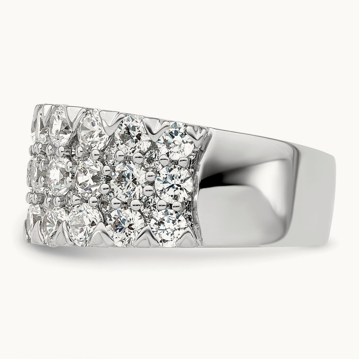 Triple Row Band, 1.50-3.00 ct tw Lab-Grown Diamond — 3 ct, 14K White Gold
