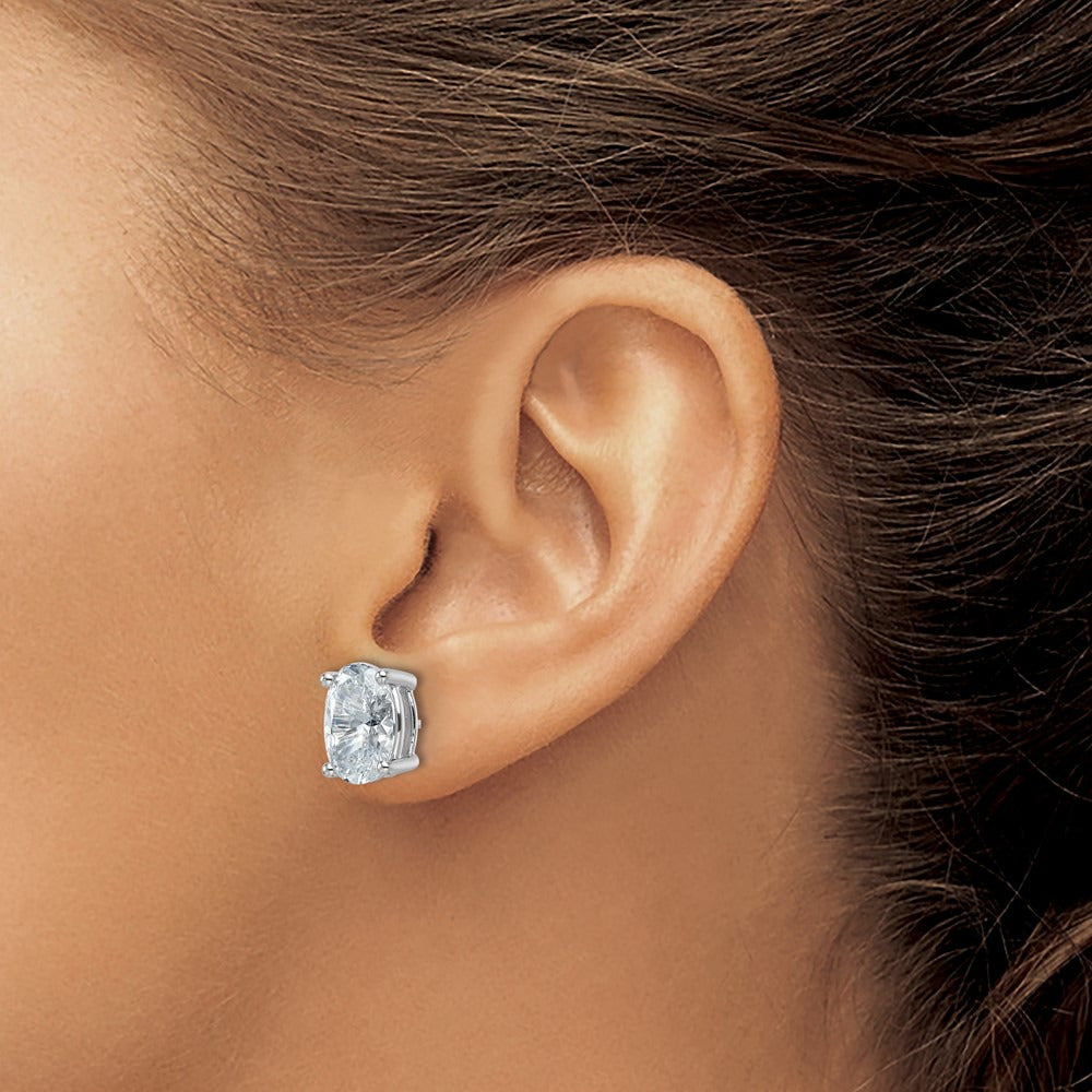 Oval Four-Prong Stud Earrings, 0.50-6.00 ct tw Lab-Grown Diamond — 6 ct, 14K White Gold