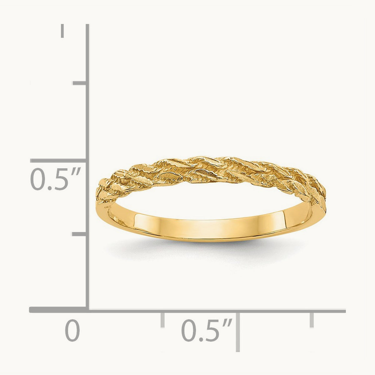 Diamond-cut Rope Ring, 14K