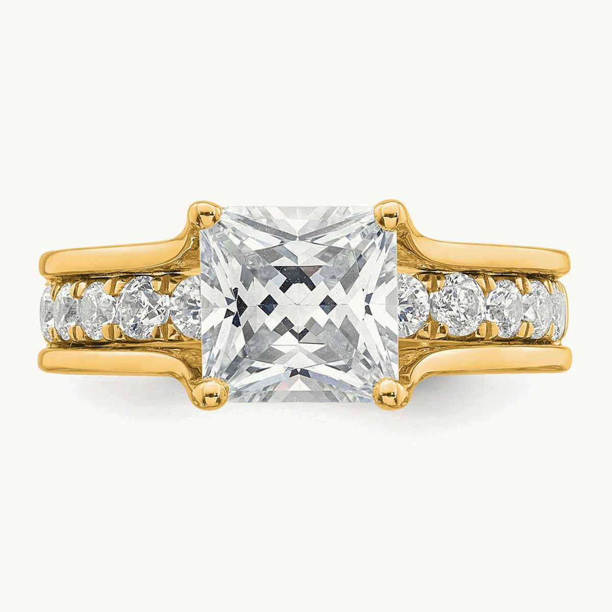 Princess Engagement Ring, 1.75-3.00 ct tw Lab-Grown Diamond — 3 1/6 ct, 14K Yellow Gold