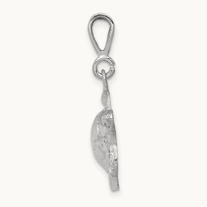 Solid Polished Open-Backed Sea Turtle Pendant — 27.5mm