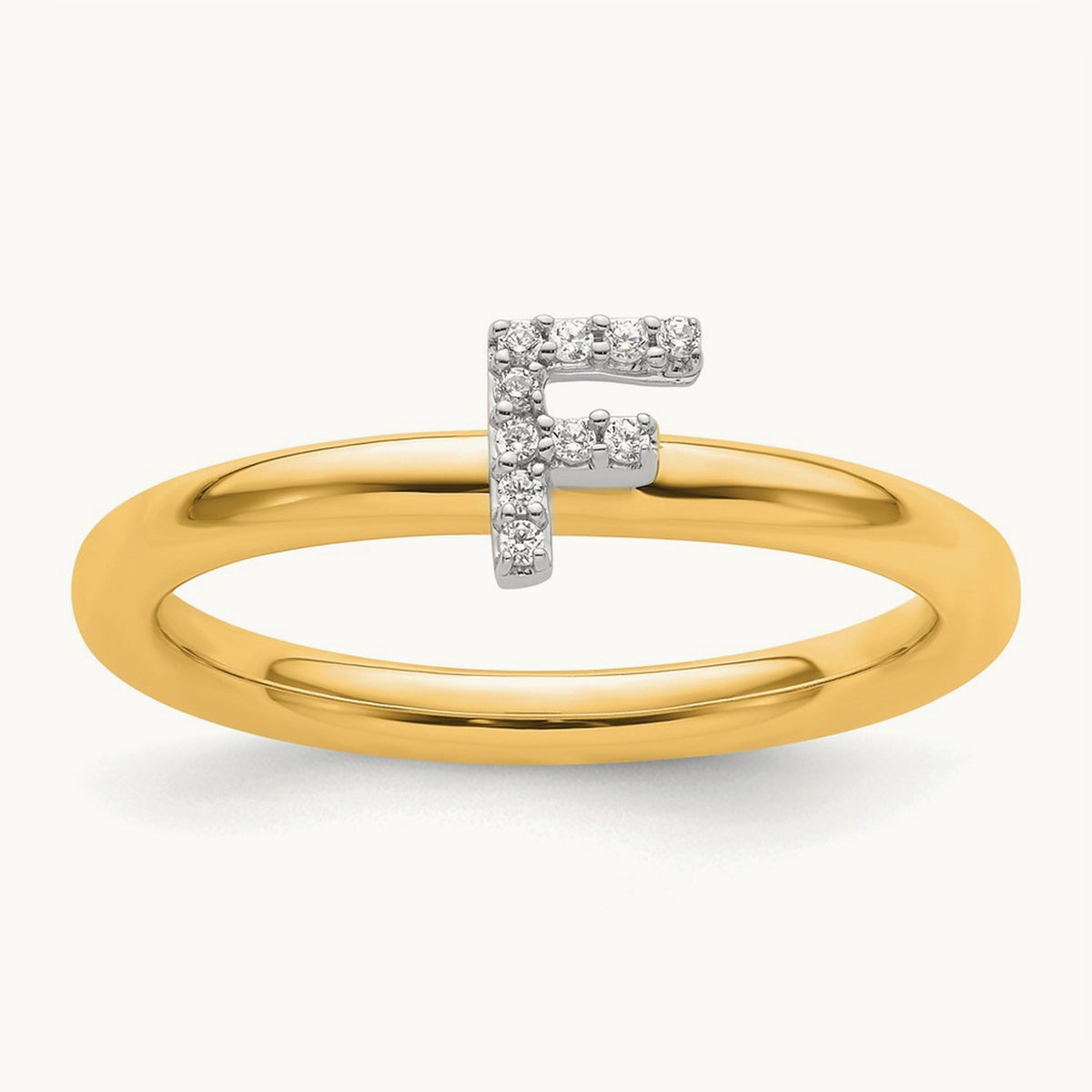 Stackable Diamond Ring — 14K Yellow Gold, F