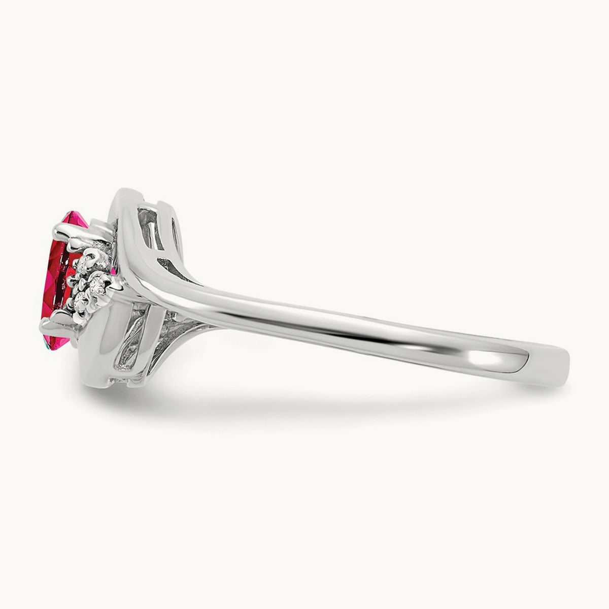 Ruby and Diamond Ring — 14K White Gold, 7